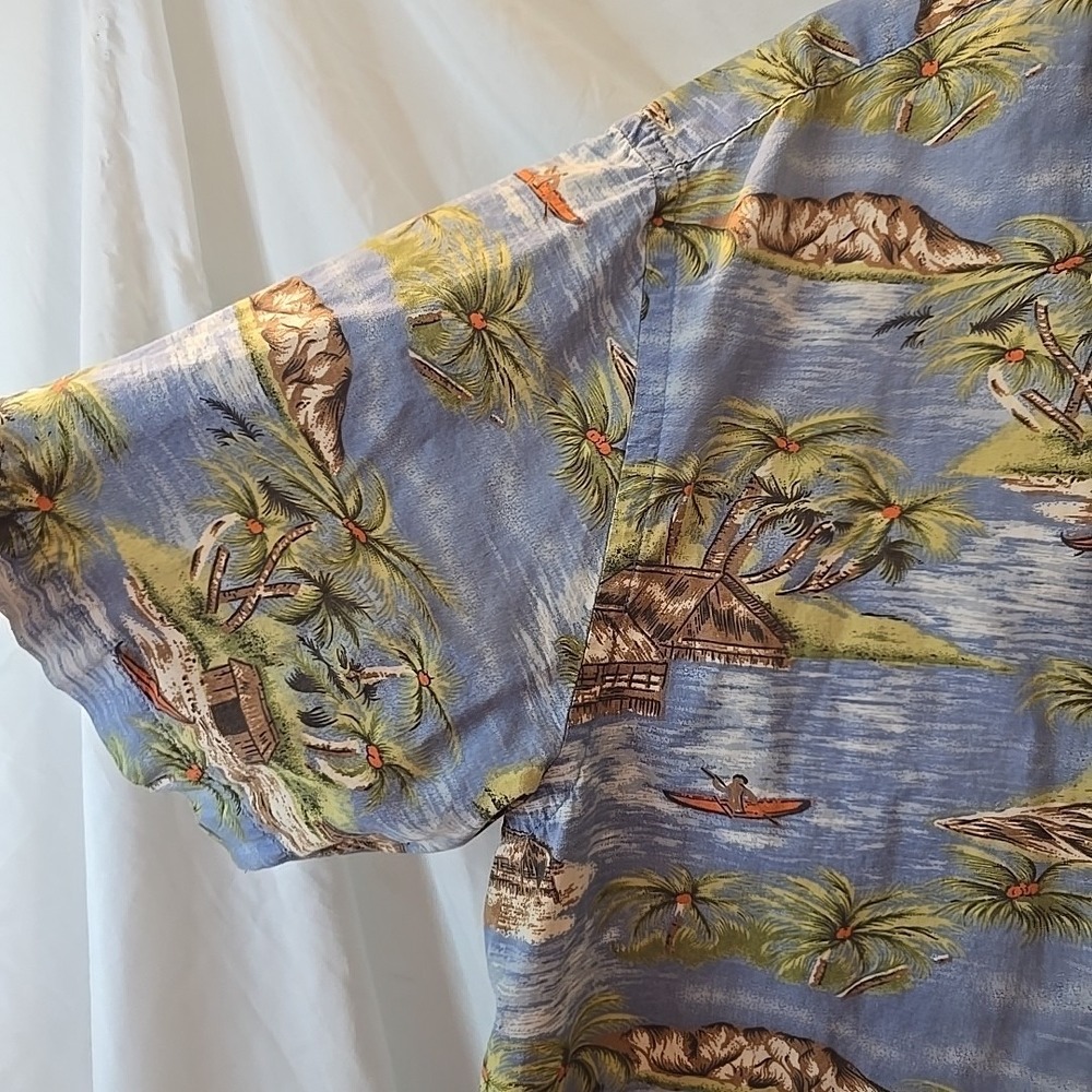 Vtg Gap Men's Y2K Hawaiian Island Native Palm Trees Short Sleeve Shirt Sz L - Picture 5 of 16
